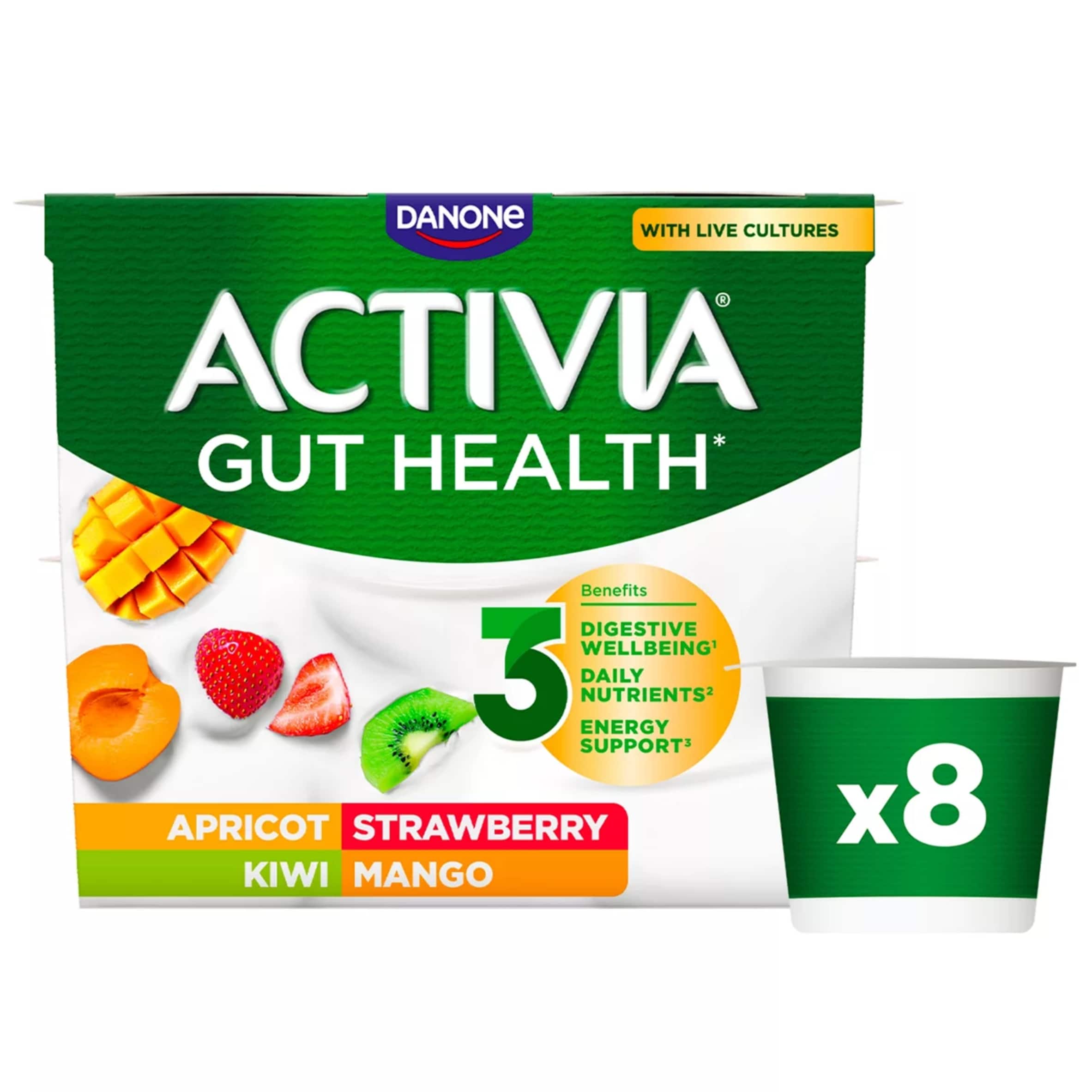 Activia Strawberry & Mixed Fruit Gut Health Yoghurt Multipack 8x115g