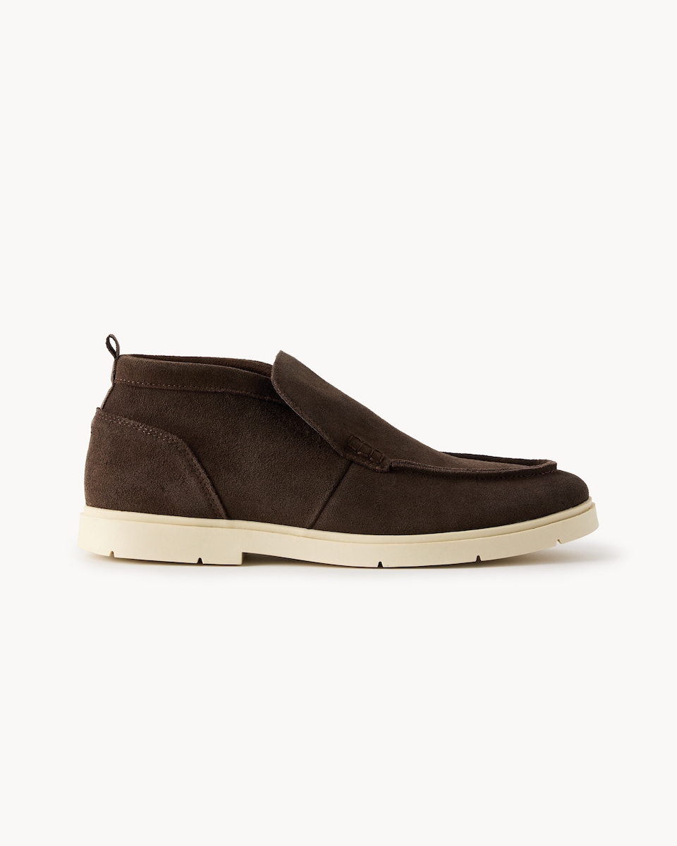 image 1 of F&F Suede Slip On Ankle Boots in Brown