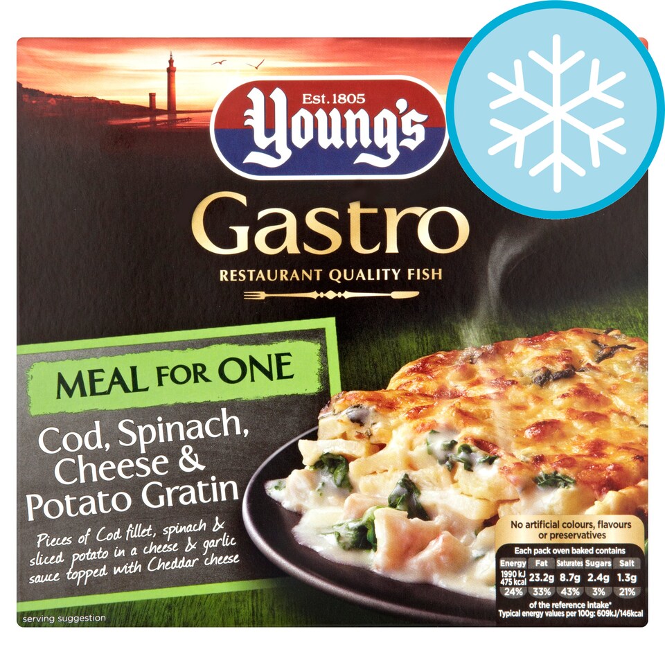 Youngs Gastro Cod Spinach & Cheese Gratin 380G