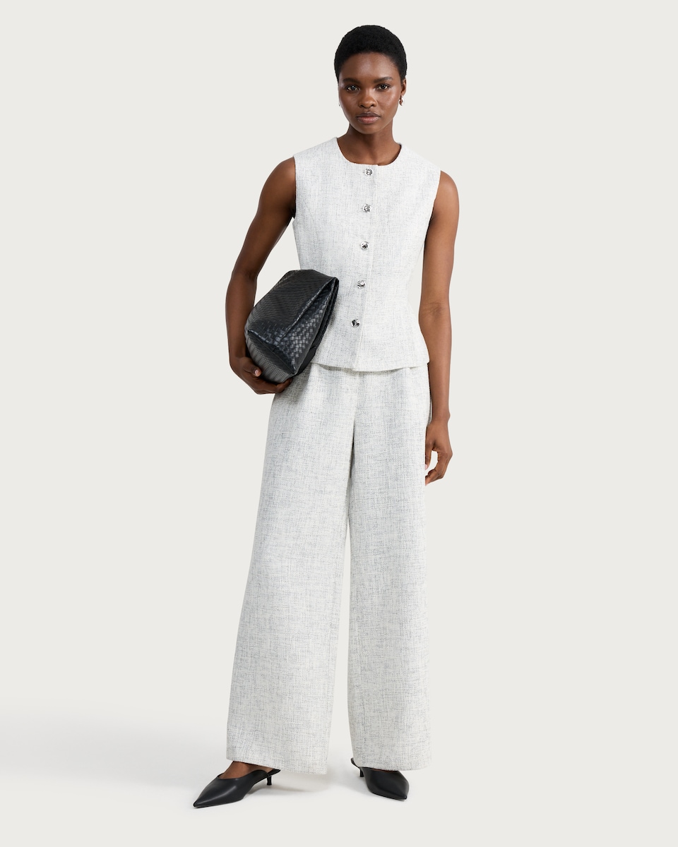 image 1 of F&F High Neck Waistcoat in Cream