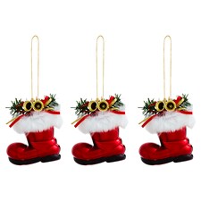 Tesco 3 Pack Red Boot Hanging Decorations