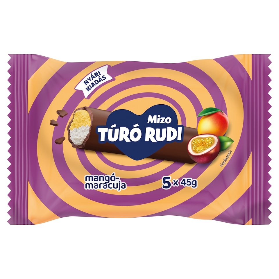 Mizo Túró Rudi Mango-Passion Fruit Curd Dessert with Cocoa Coating 5 x 45 g (225 g)