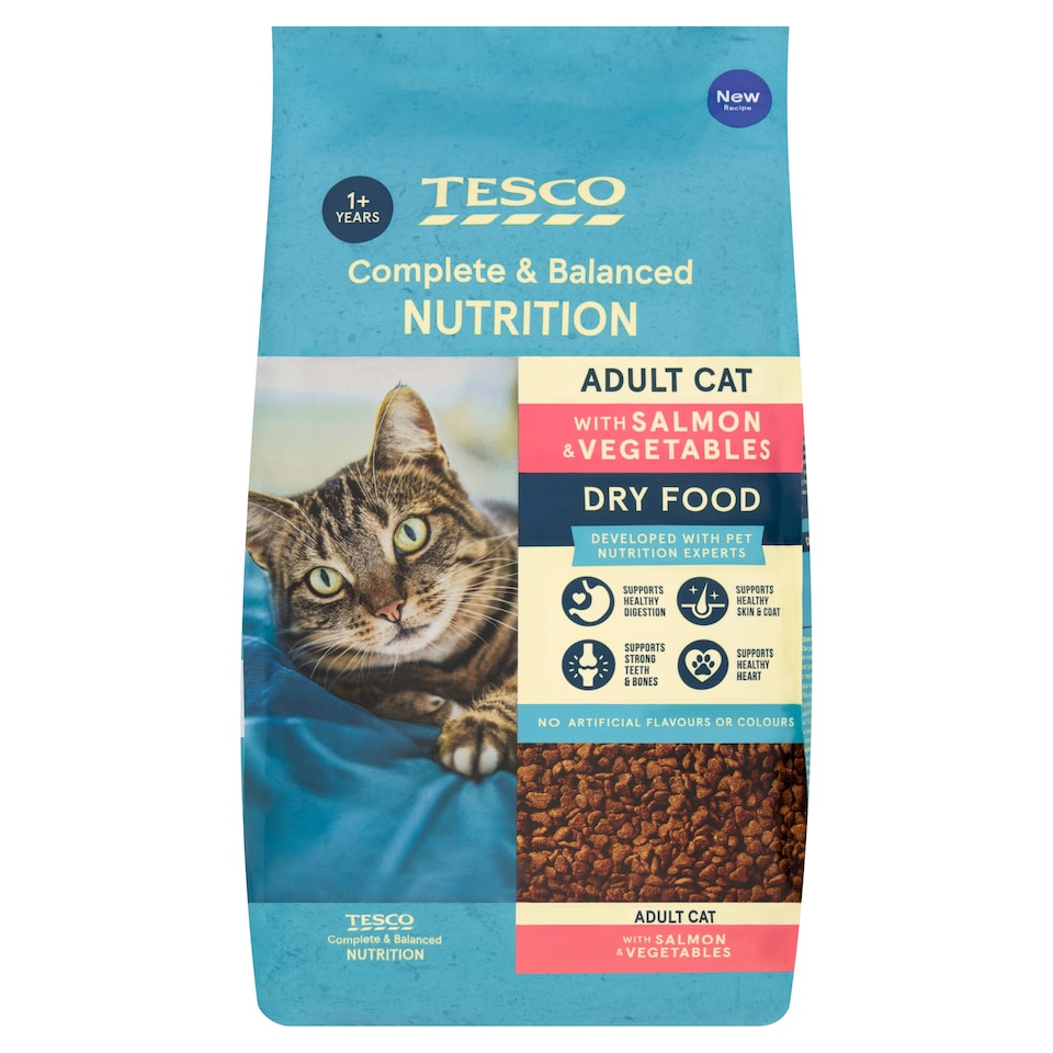 Tesco Adult Cat Dry Cat Food - Salmon & Vegetables 2kg