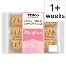 Tesco 6 Cheese & Bacon Rolls 360g.