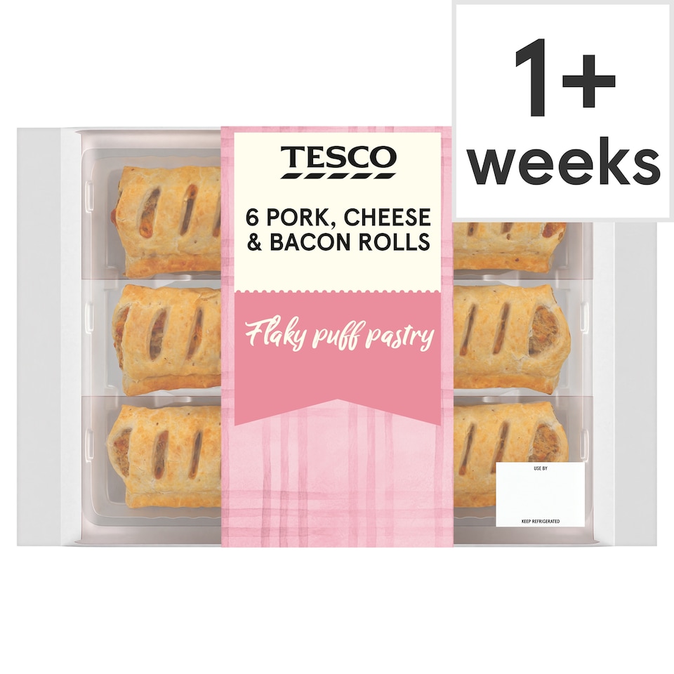 Tesco 6 Cheese & Bacon Rolls 360g.