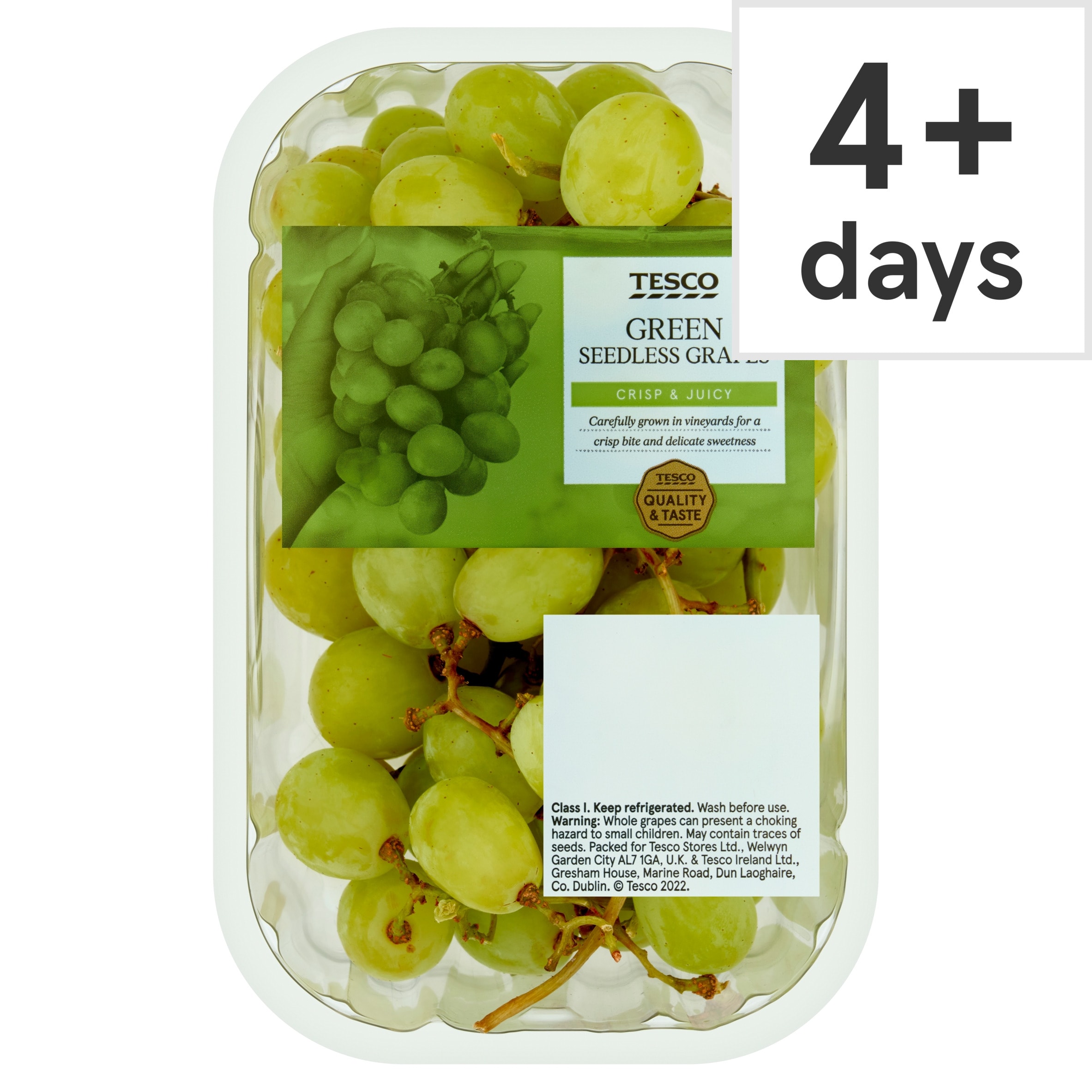 Tesco Green Seedless Grapes Pack 500G