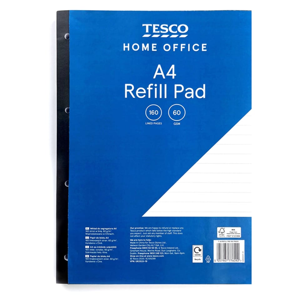 Tesco A4 Refill Pad 160 Pages