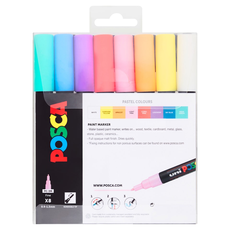 image 1 of Posca Paint Marker Fine Pastel X8