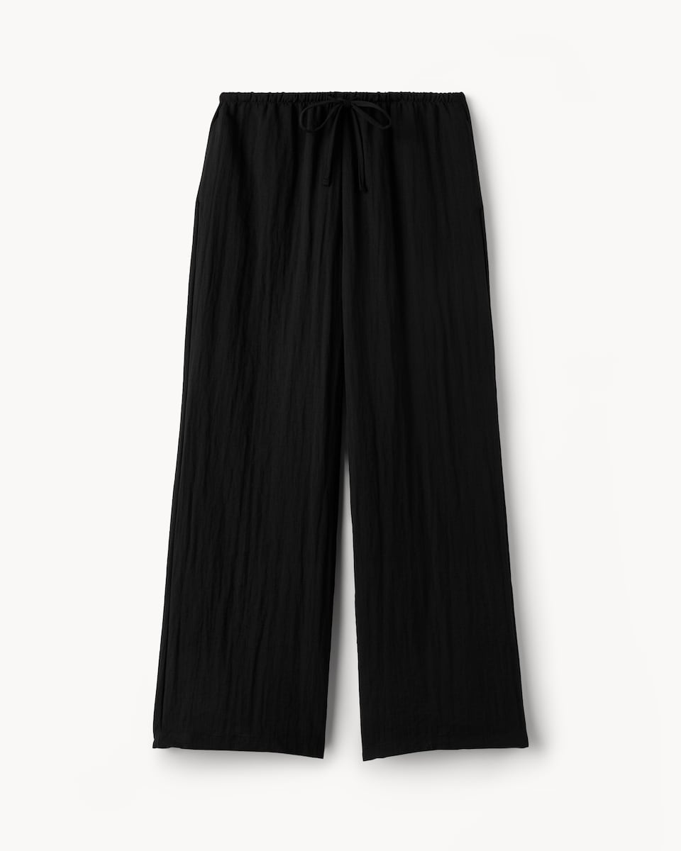 image 1 of F&F Textured Wide Leg Trousers in Black