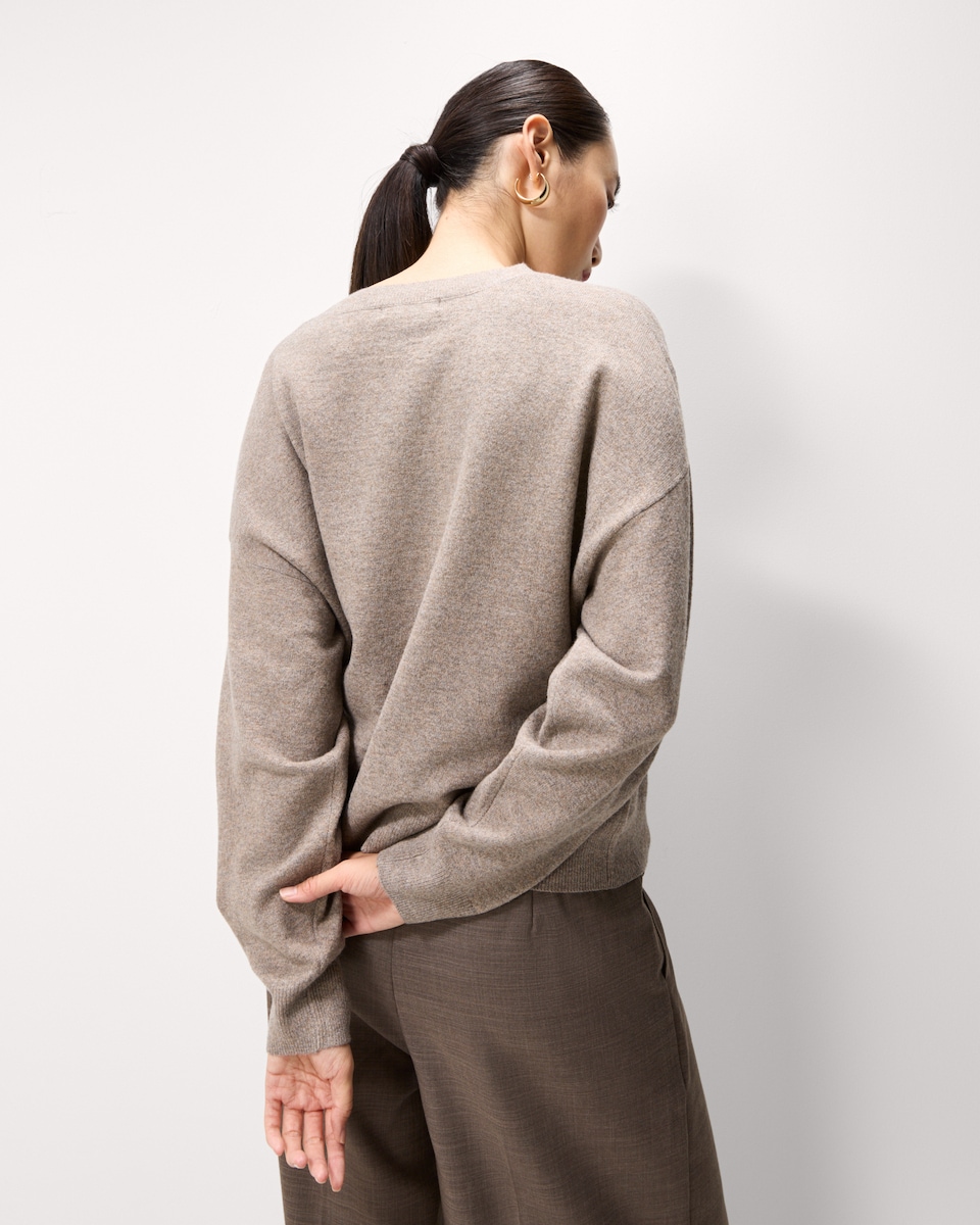 image 1 of F&F V Neck Knitted Jumper in Mink