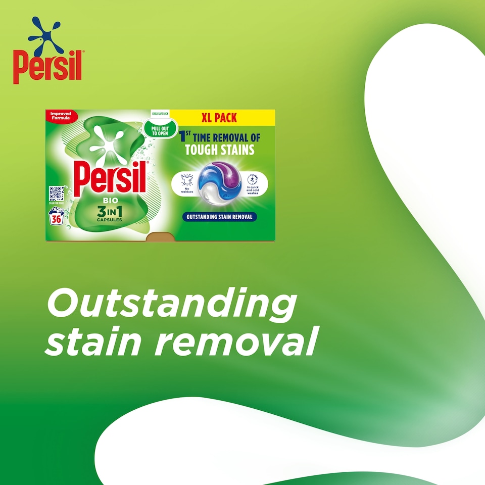 image 1 of Persil Bio 3 in 1 Laundry Washing Detergent Capsules 36 Washes 759.6g
