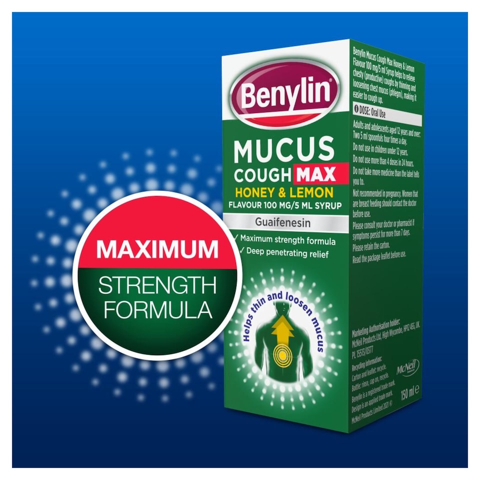 image 1 of Benylin Mucus Cough Max Syrup - Honey & Lemon 300ml