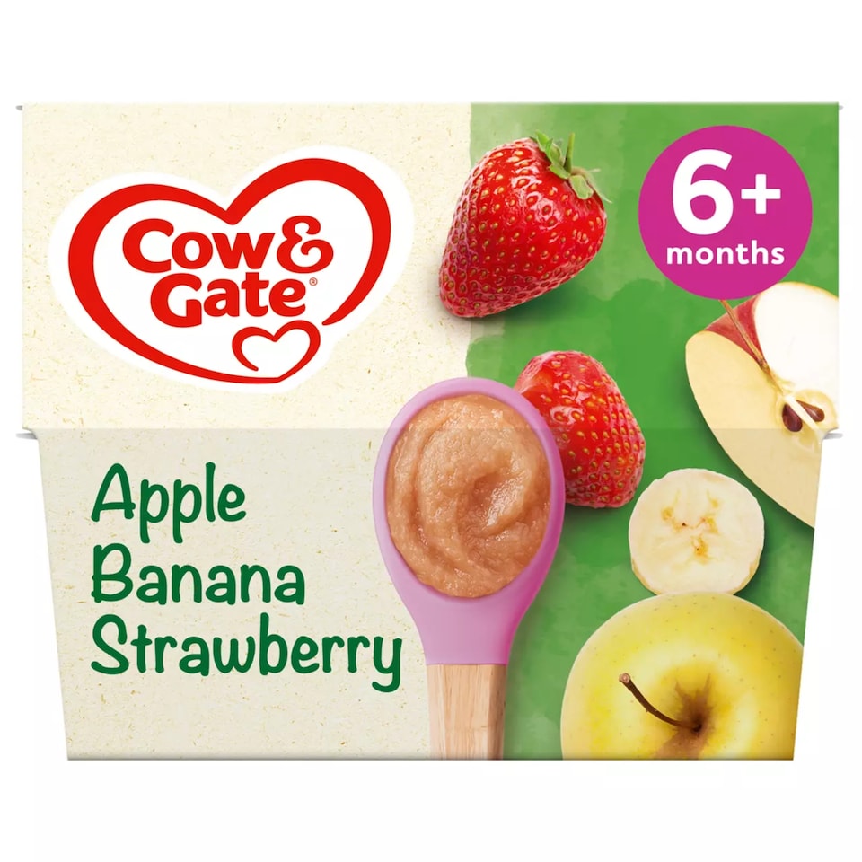 Cow & Gate Pots Apple Strawberry Banana 4x100g