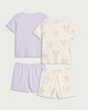 image 2 of F&F Girls 2-Pack Pure Cotton Bunny and Heart Print Pyjama Sets in Lilac