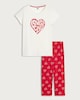image 4 of F&F Pure Cotton Lovers Club Pyjama Set in Multi Red
