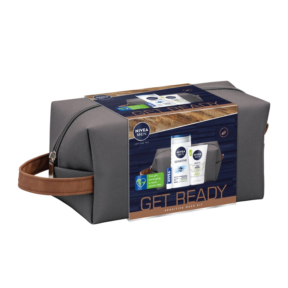 image 1 of Nivea Men Get Ready Sensitive Wash Kit Gift Set