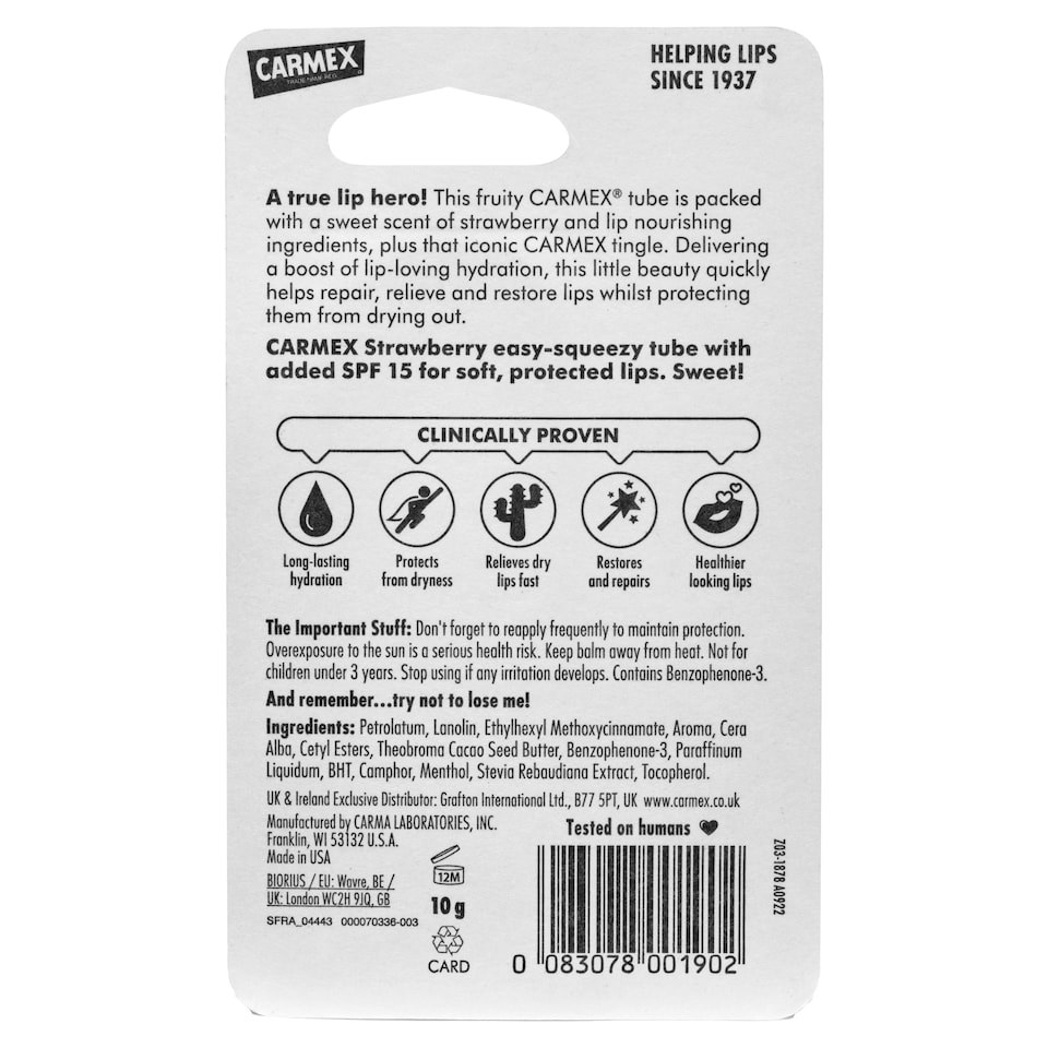 image 1 of Carmex Strawberry Lip Balm Tube 10G