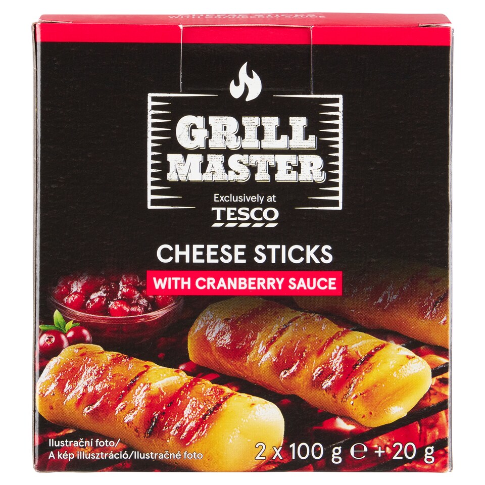 Tesco Grill Master Sýrové tyčinky s brusinkovou omáčkou 2 x 100g