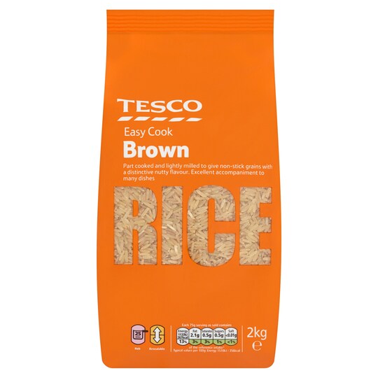 Tesco Easy Cook Brown Rice 2Kg Tesco Groceries