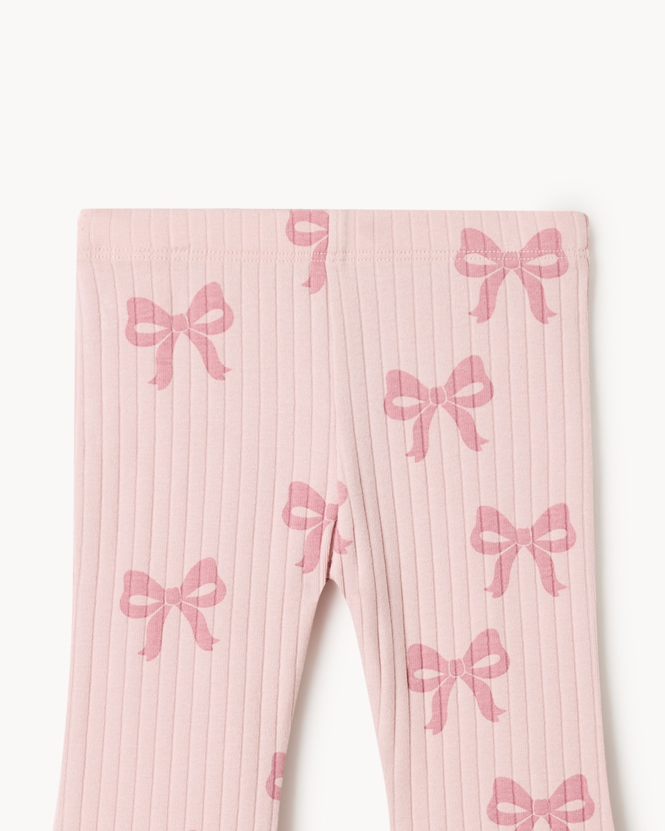 image 1 of F&F Baby Cotton Rich Sweatshirt and Flared Leggings in Pink