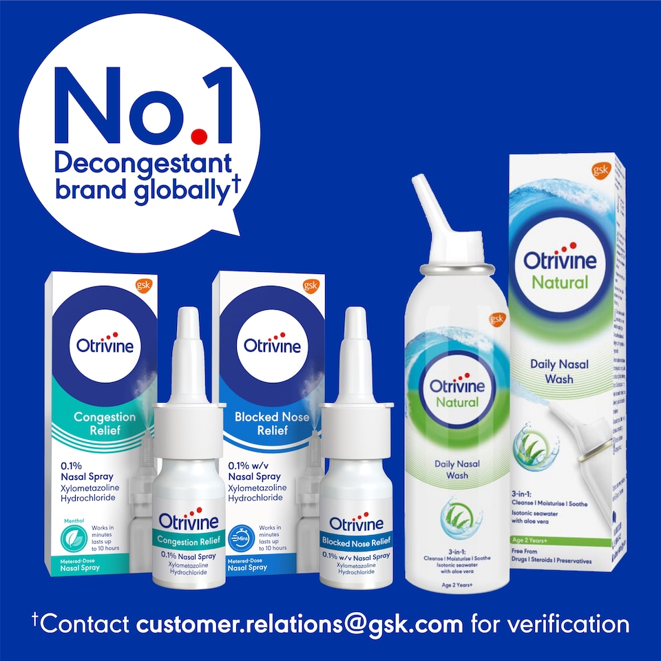 image 1 of Otrivine Blocked Nose Relief Nasal Spray - Metered Dose 10ml