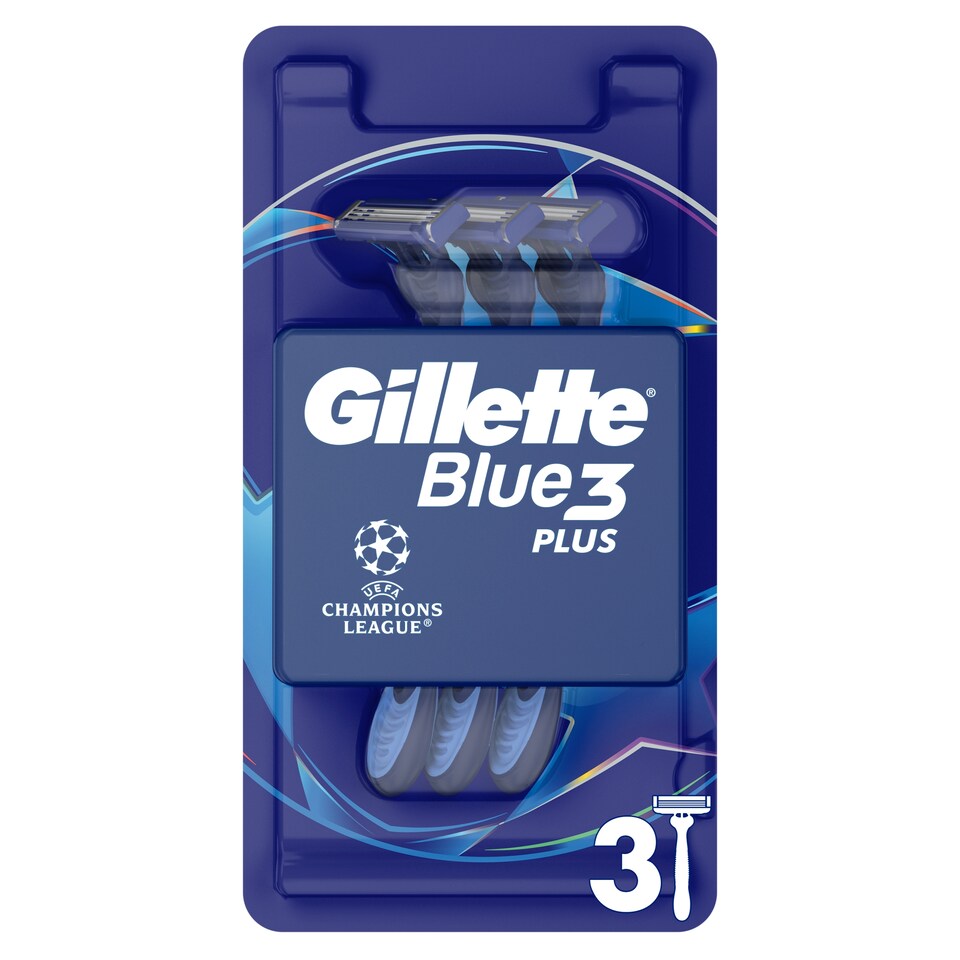 image 1 of Gillette Blue3 Plus Comfort, Disposable Razors For Men, 3-Pack Razors