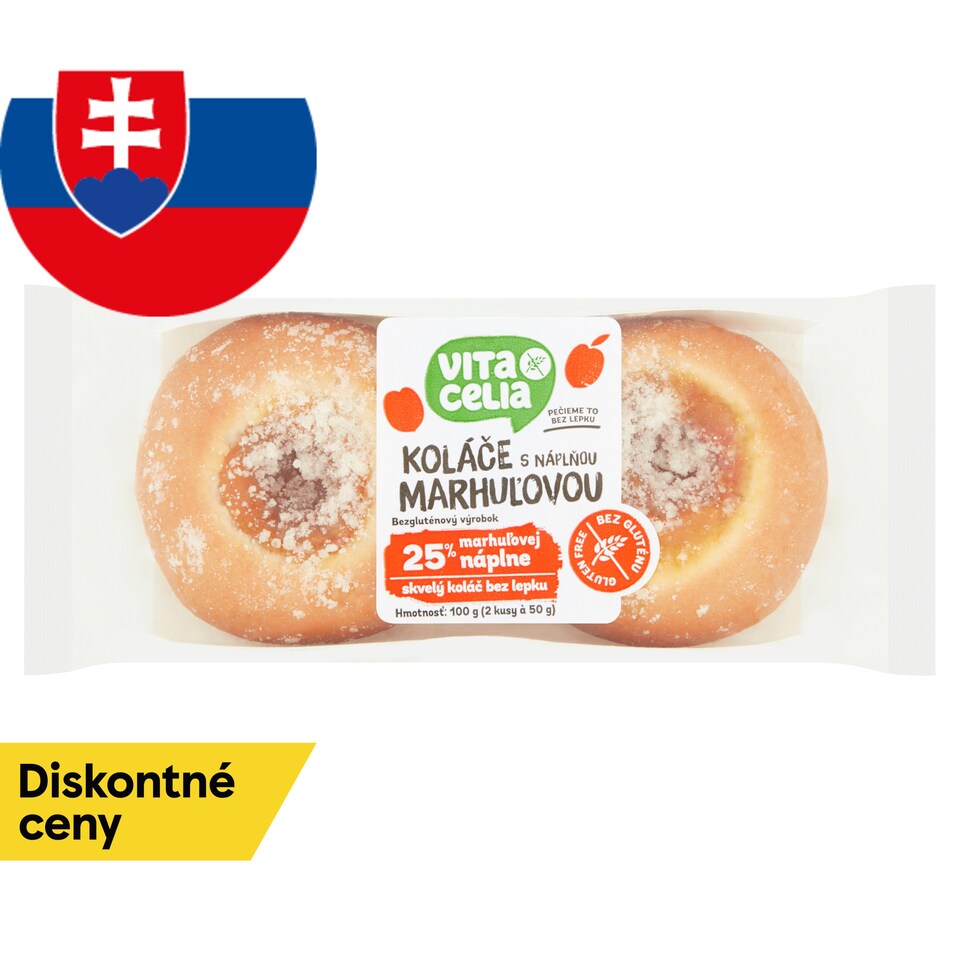 Vitacelia Gluten-Free Cakes with Apricot Filling 2 x 50 g (100 g)