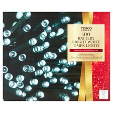 Tesco 100 Battery Bright White Timer Lights