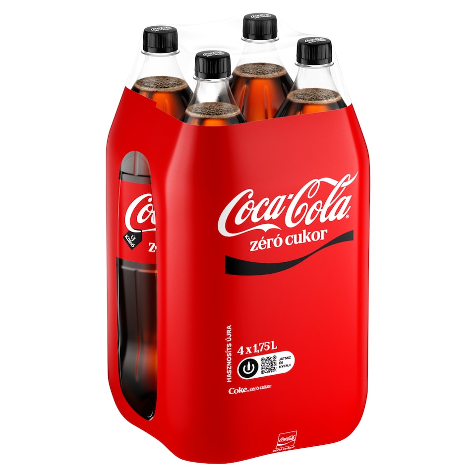 Coca-Cola zéró cukor colaízű energiamentes szénsavas üdítőital édesítőszerekkel 4 x 1,75 l