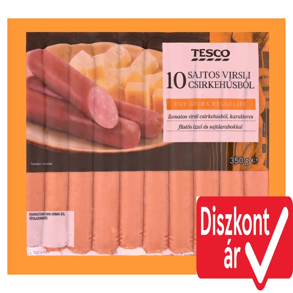Tesco Chicken Sausages with Cheese 10 pcs 350 g