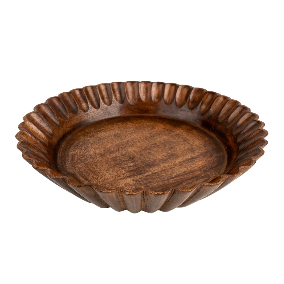 Candlelight Mango Wood Scallop Edged Bowl