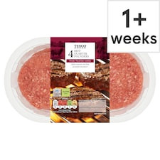 Tesco Fire Pit 4 British Beef Quarter Pounders 454g (C)