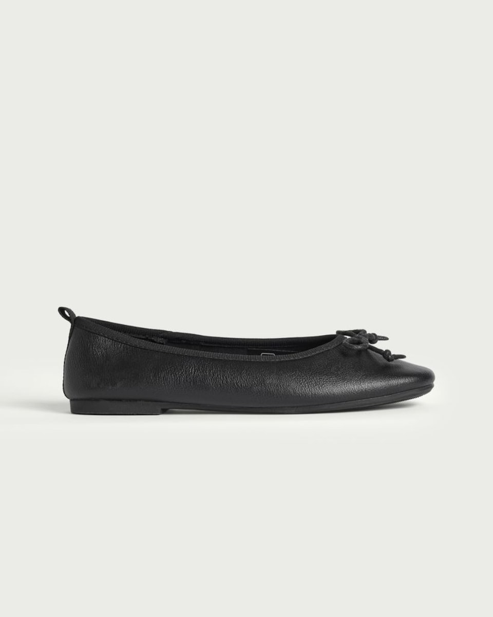 image 1 of F&F School Girls Bow Detail Ballet Flats in Black