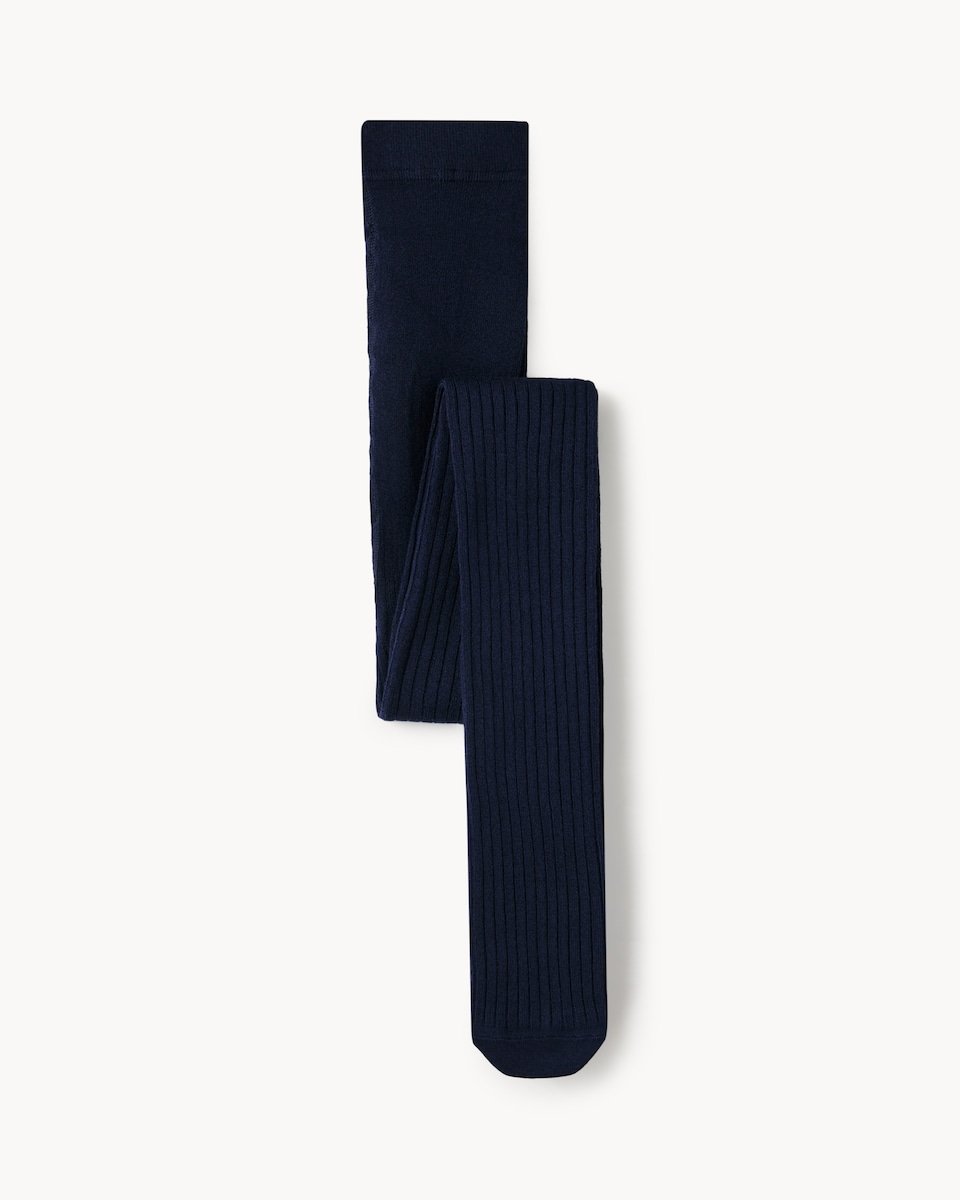 image 1 of F&F 100 Denier Ribbed Knitted Tights in Navy