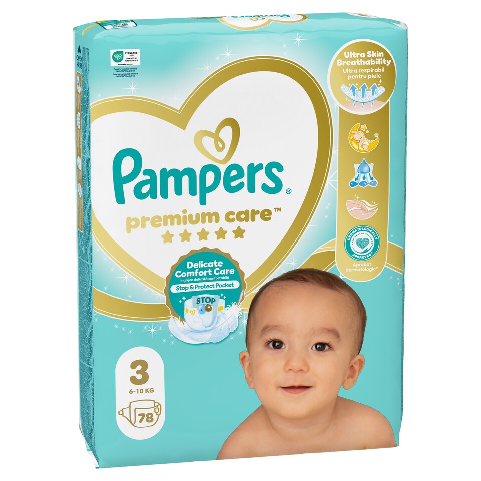 Obrázek 1 pro produkt Pampers Premium Care Velikost 3, 78 Dětské Plenky, 6kg-10kg