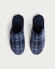 image 2 of F&F Fleece Check Mule Slippers in Multi Blue