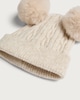 image 2 of F&F Girls Cable Knit Pom Pom Hat in Neutral