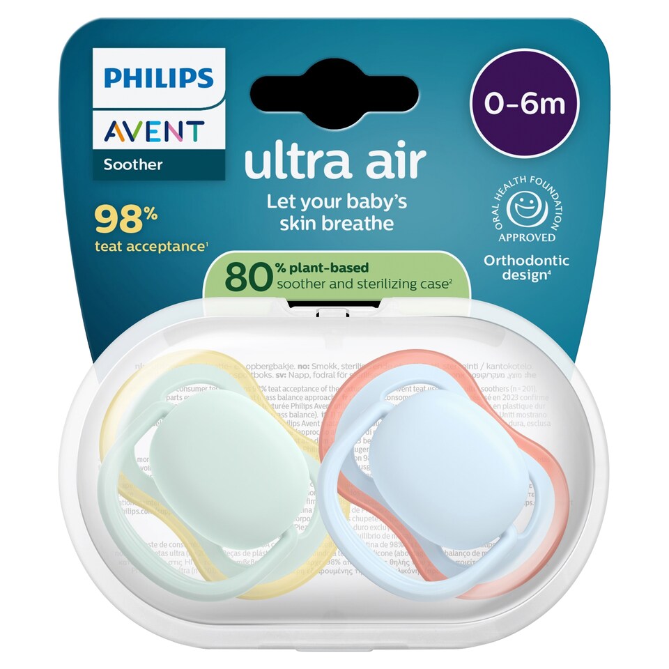 image 1 of Philips Avent Ultra Air Night Time Soother 0-6 months 2 pack