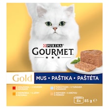 Gourmet Gold konzervy pre mačky tuniak, pečeň, morka, hovädzie paštéta 8 x 85 g