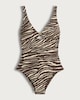 image 4 of F&F Zebra Print Tummy Control Swimsuit in Multi