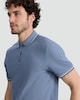 image 2 of F&F Cotton Blend Waffle Textured Polo Shirt in Blue
