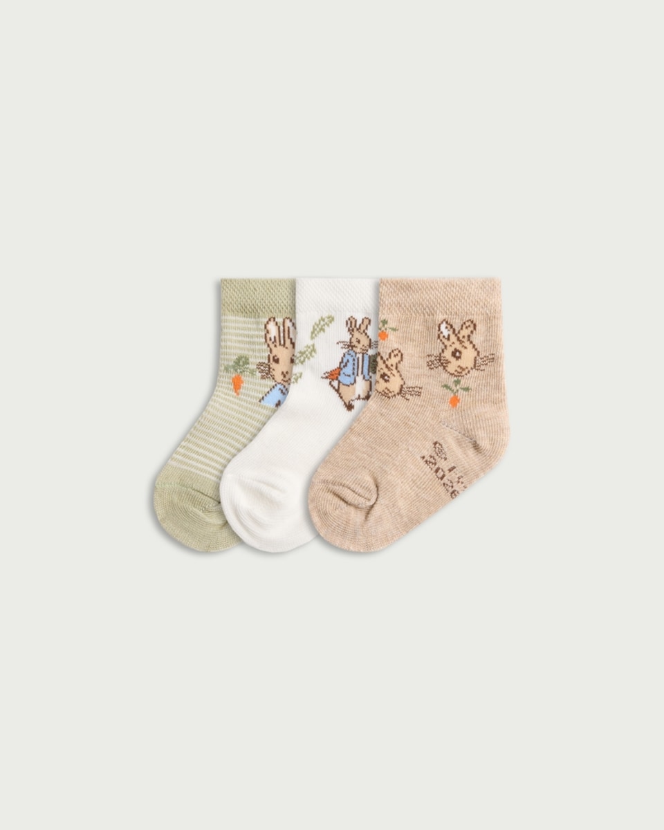 Peter Rabbit 3-Pack Cotton Blend Ankle Socks  in Multi