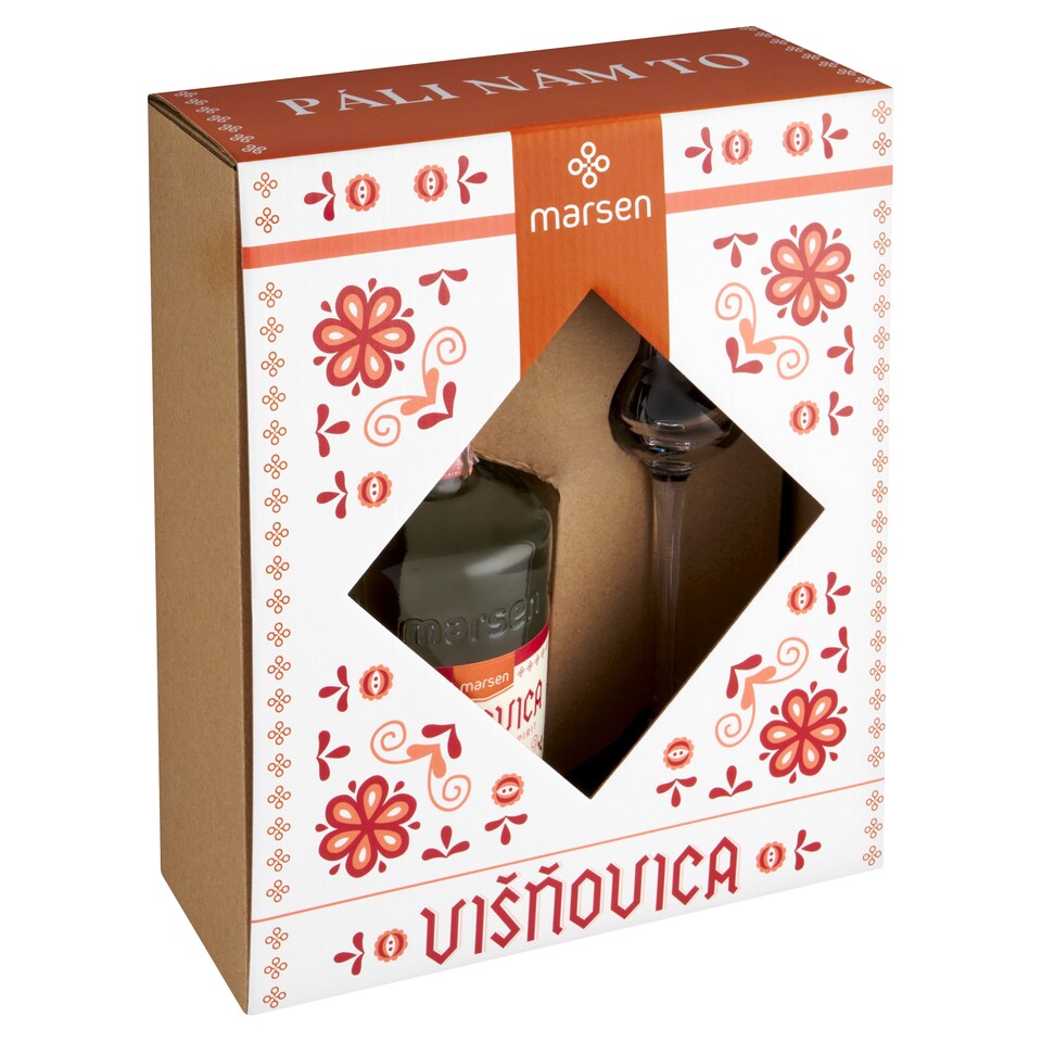 image 1 of Marsen Sour Cherry Spirit Traditional 42% Gift Pack 0.5 L with Glass