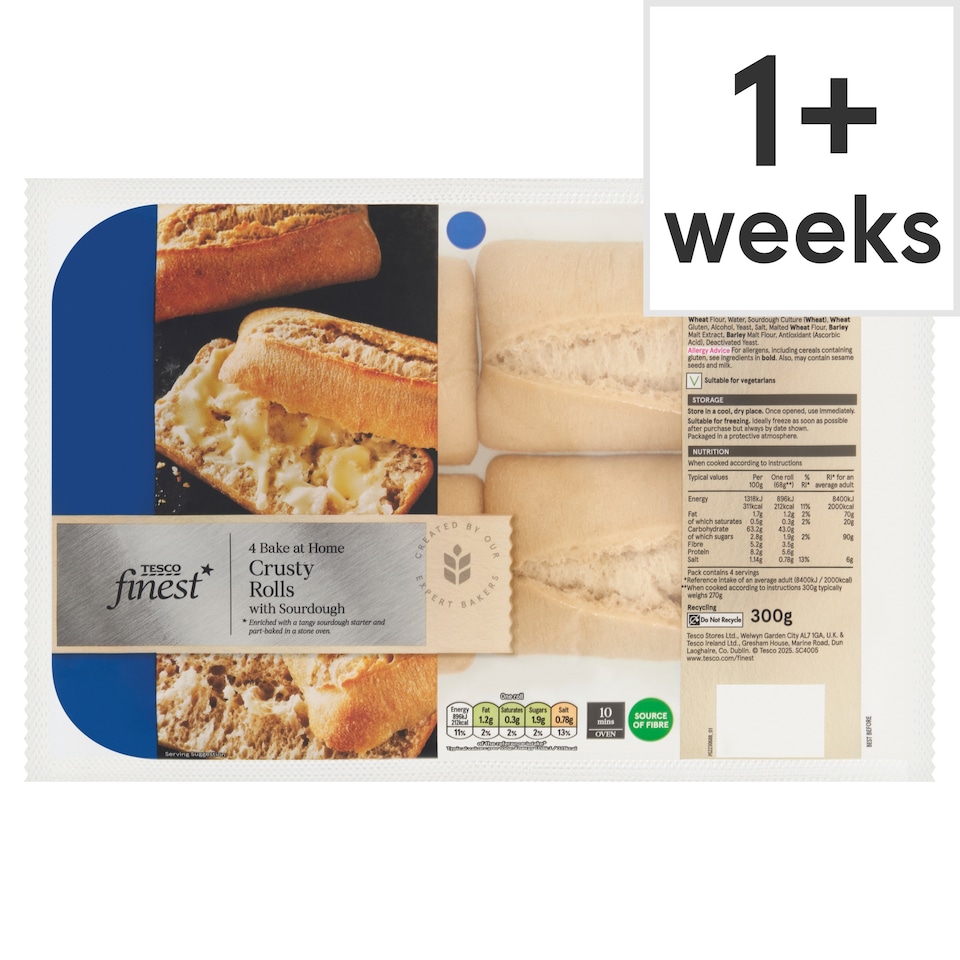 Tesco Finest 4 Crusty Rolls 300g