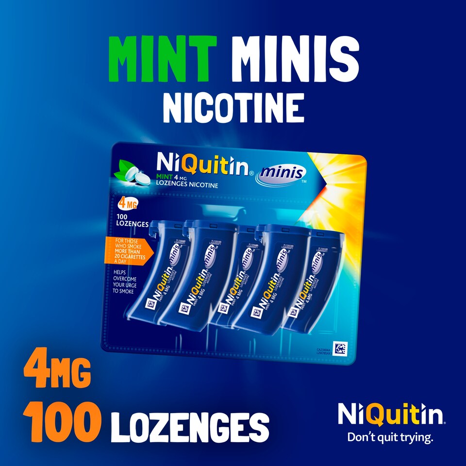 image 1 of NiQuitin Minis 4mg Nicotine Lozenges - Mint 100s