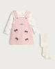 image 1 of Disney Minnie Mouse 3-Piece Pure Cotton Pinafore, Bodysuit and Tights Set in Pink