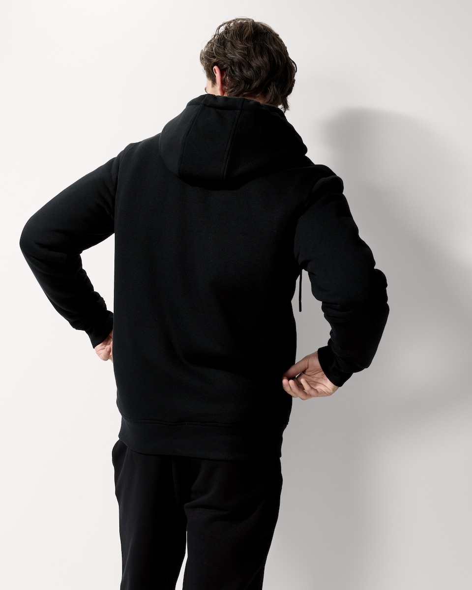 image 1 of F&F Cotton Rich Faux Fur Lined Zip Up Hoodie in Black