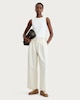 image 2 of F&F Pure Cotton Pleated High Rise Wide Leg Trousers in Ecru