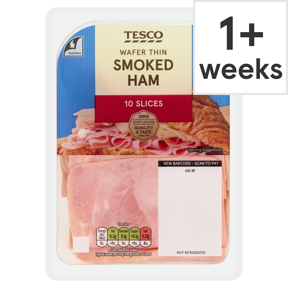 Tesco Wafer Thin Smoked Ham Slices 125g