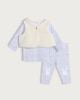 image 1 of F&F Baby 3-Piece Cotton Rich Top, Legging and Gilet Set in Blue
